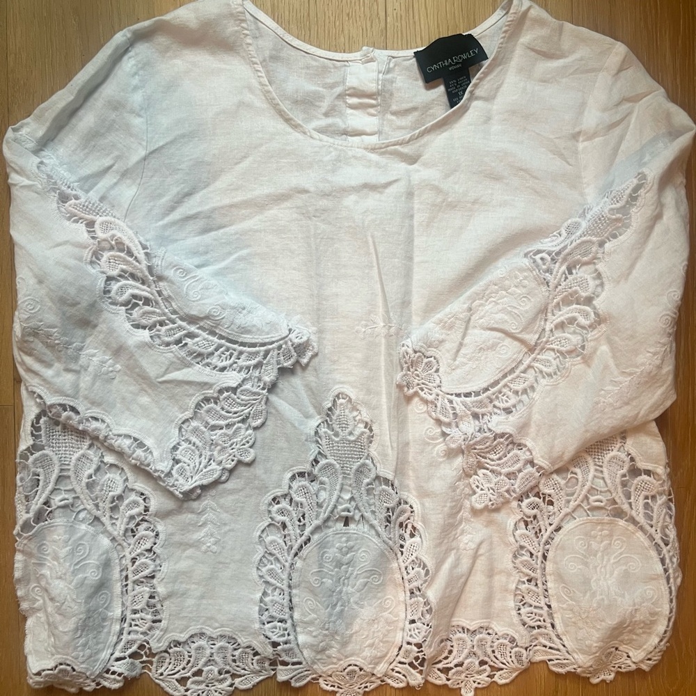 White Lace Accent Blouse